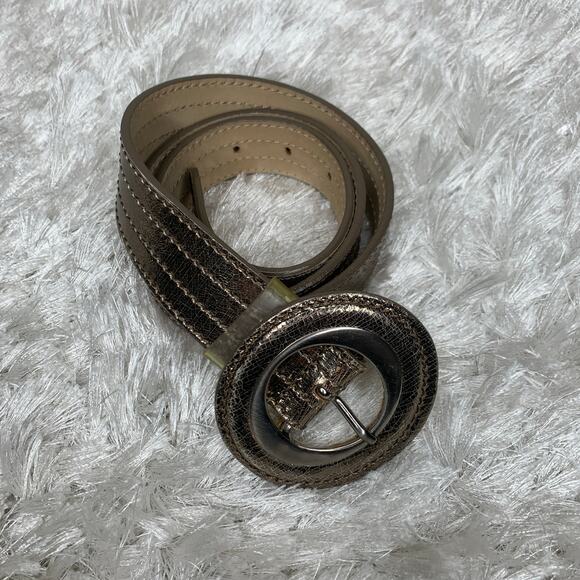 Vintage Per se Metallic ? Bronze Leather Belt Sz Small Italian Leather - Picture 2 of 6